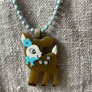 Resin & sequin deer necklace